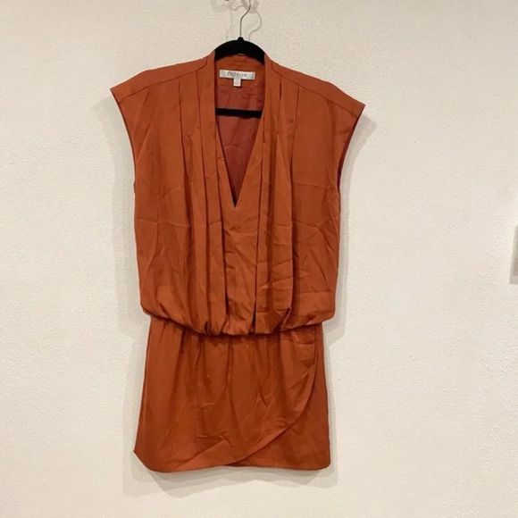 Intermix Burnt Orange Faux Wrap Dress Size Small EUC - Picture 1 of 3